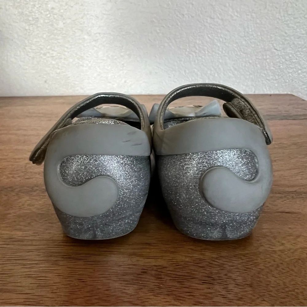 Mini Melissa Toddler Silver Glitter Cat Shoes Size 7